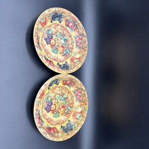 Pair Vintage 1971 Daher Decorated Ware Tin Fruit Bowls England Litho Trays